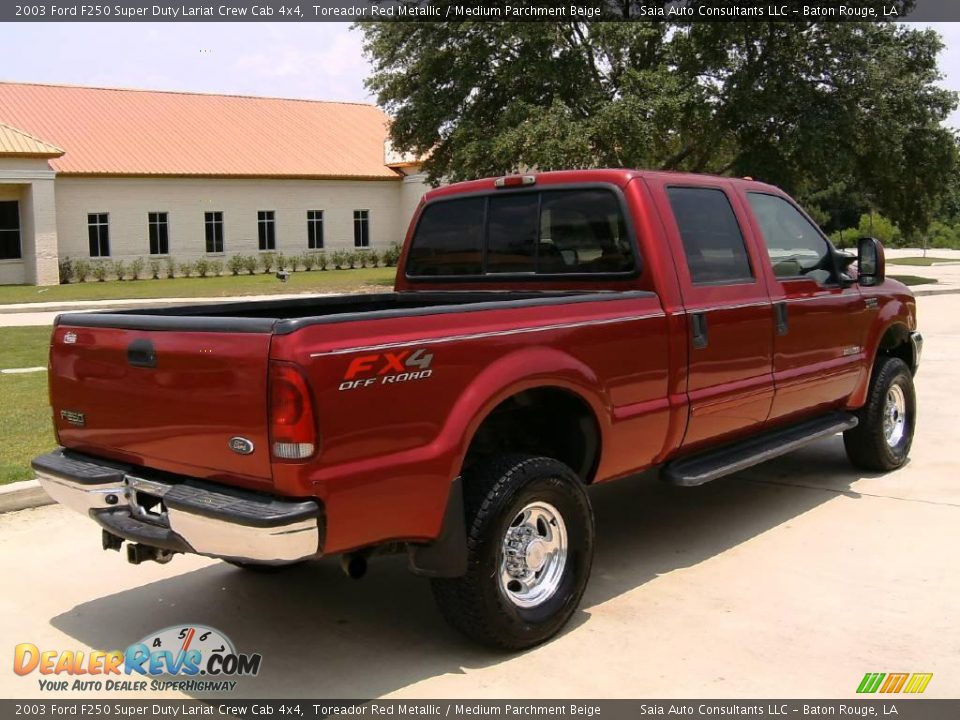 2003 Ford F250 Super Duty Lariat Crew Cab 4x4 Toreador Red Metallic / Medium Parchment Beige Photo #3