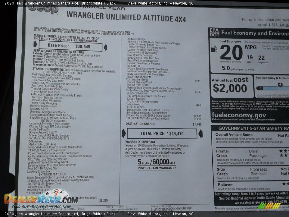 2020 Jeep Wrangler Unlimited Sahara 4x4 Bright White / Black Photo #29