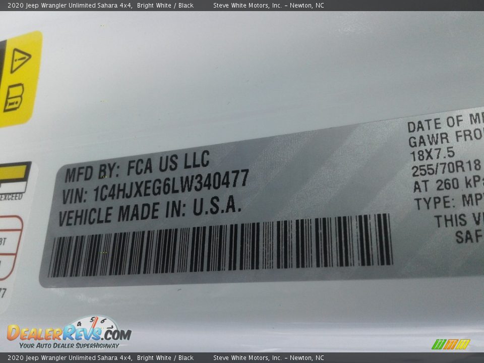 2020 Jeep Wrangler Unlimited Sahara 4x4 Bright White / Black Photo #31