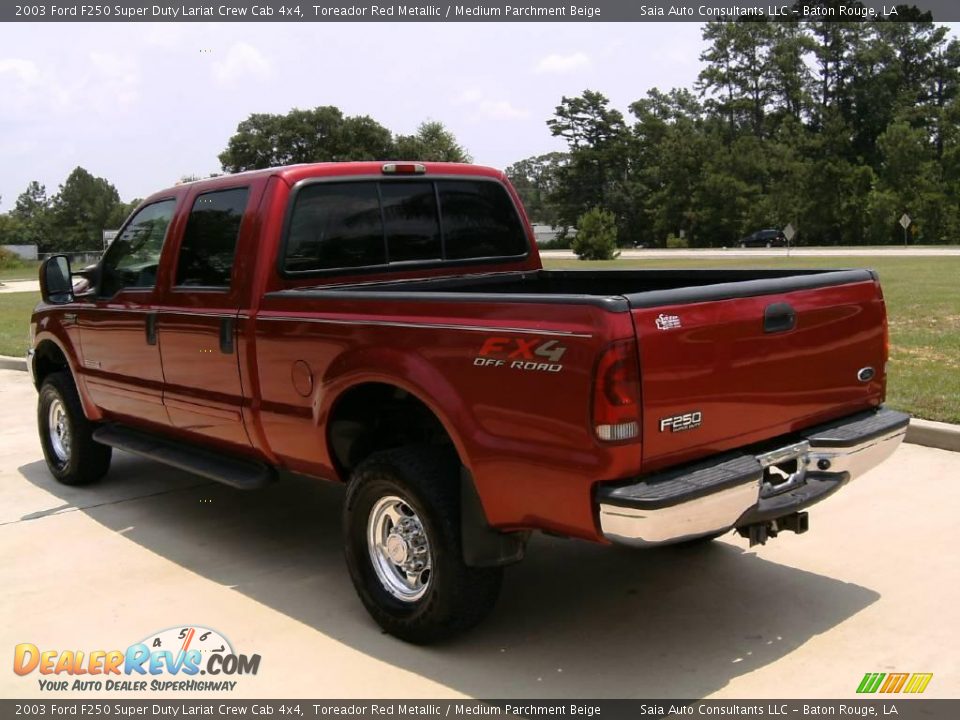 2003 Ford F250 Super Duty Lariat Crew Cab 4x4 Toreador Red Metallic / Medium Parchment Beige Photo #5