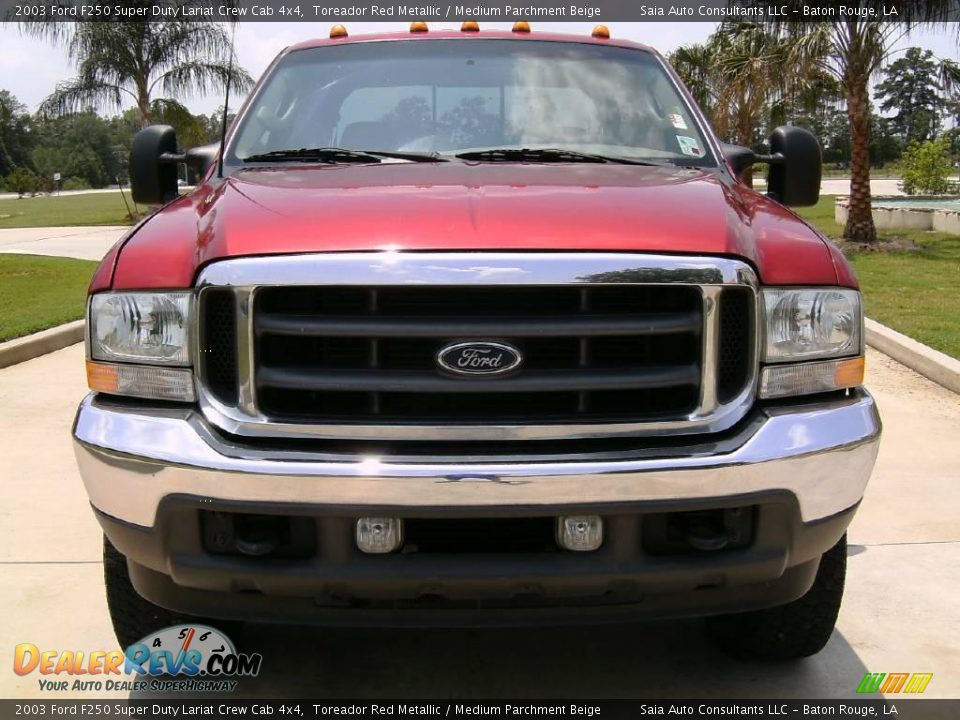 2003 Ford F250 Super Duty Lariat Crew Cab 4x4 Toreador Red Metallic / Medium Parchment Beige Photo #8
