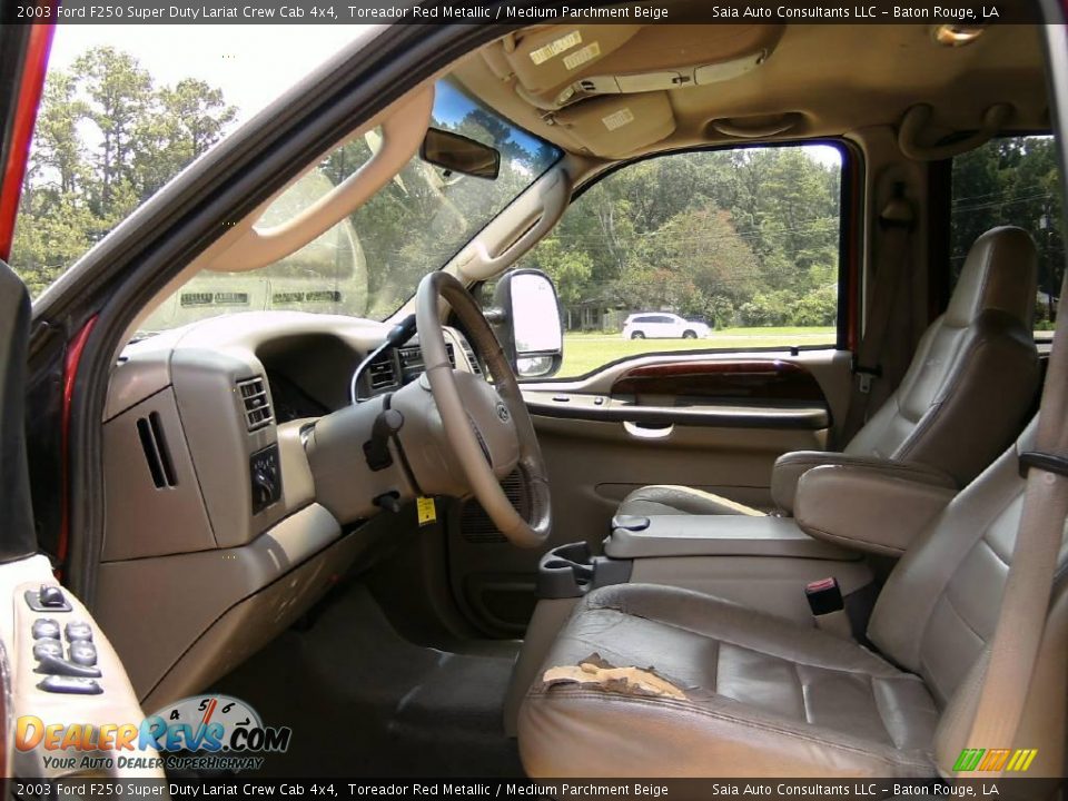 2003 Ford F250 Super Duty Lariat Crew Cab 4x4 Toreador Red Metallic / Medium Parchment Beige Photo #9