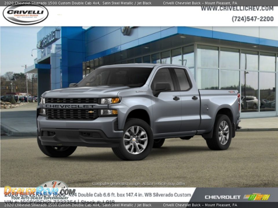 2020 Chevrolet Silverado 1500 Custom Double Cab 4x4 Satin Steel Metallic / Jet Black Photo #1