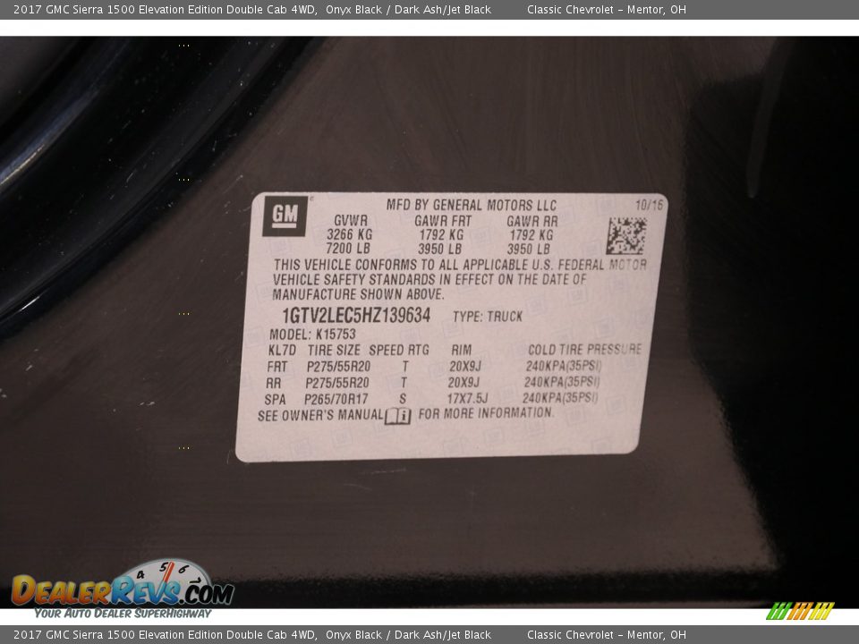 2017 GMC Sierra 1500 Elevation Edition Double Cab 4WD Onyx Black / Dark Ash/Jet Black Photo #19