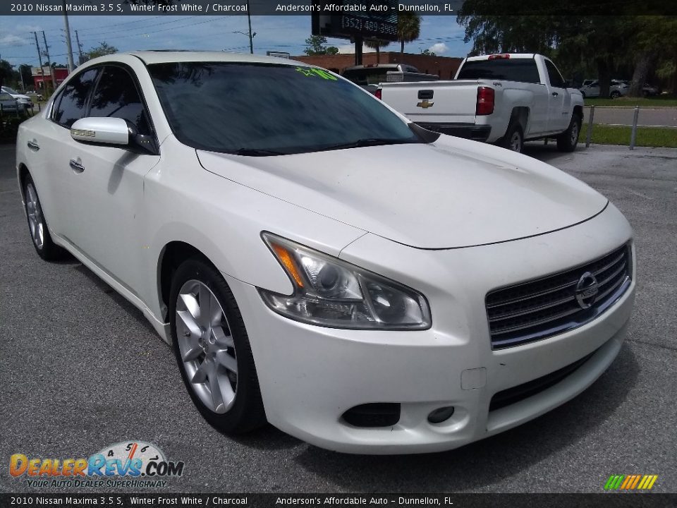 2010 Nissan Maxima 3.5 S Winter Frost White / Charcoal Photo #1