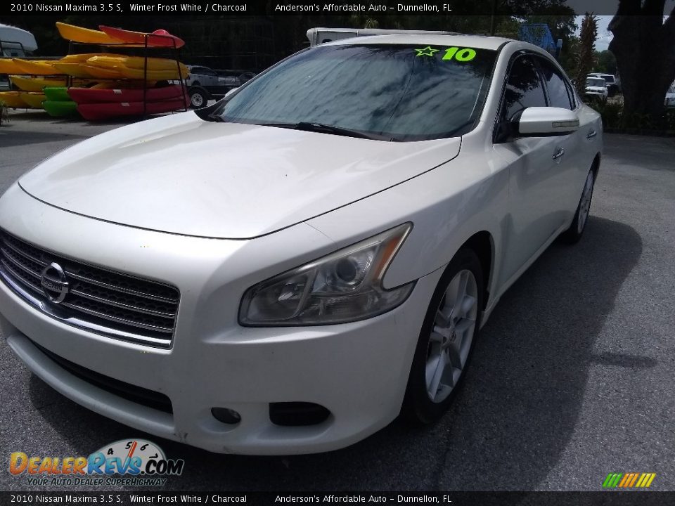 2010 Nissan Maxima 3.5 S Winter Frost White / Charcoal Photo #7