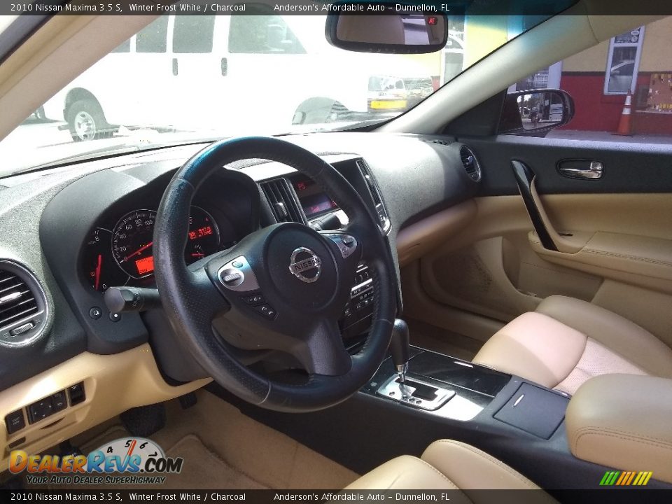2010 Nissan Maxima 3.5 S Winter Frost White / Charcoal Photo #11