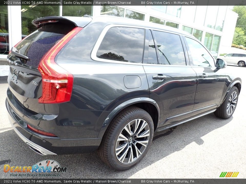 2021 Volvo XC90 T6 AWD Momentum Savile Gray Metallic / Maroon Brown/Charcoal Photo #2