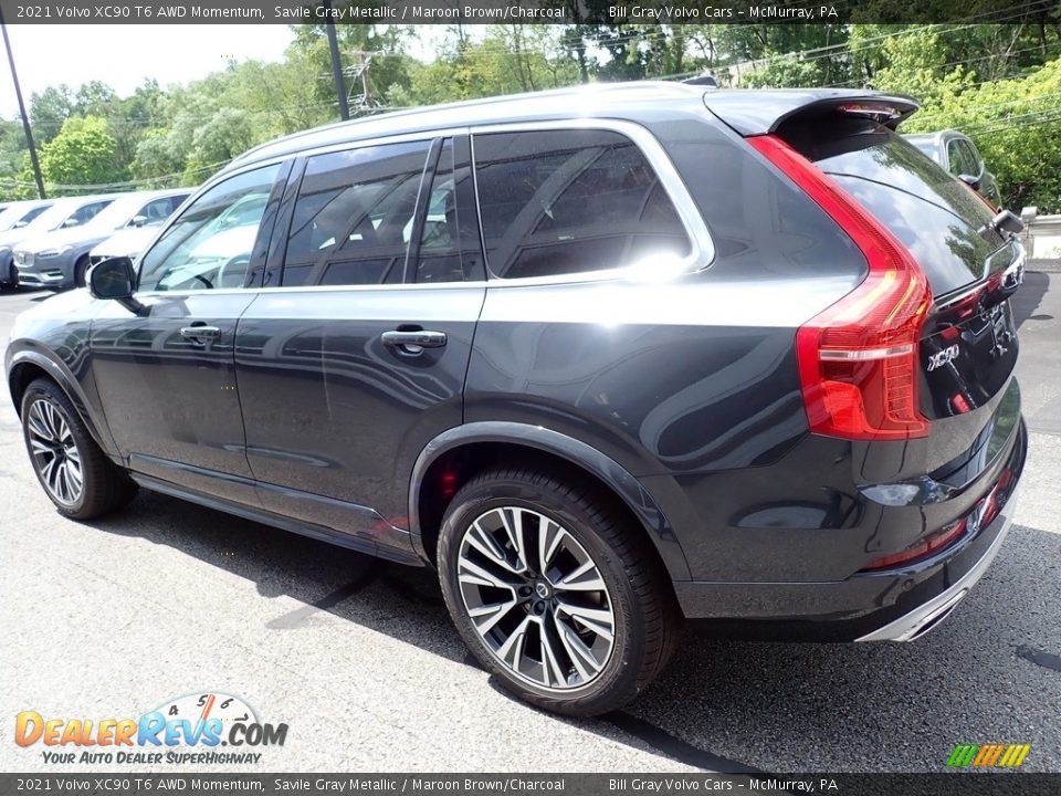 2021 Volvo XC90 T6 AWD Momentum Savile Gray Metallic / Maroon Brown/Charcoal Photo #4