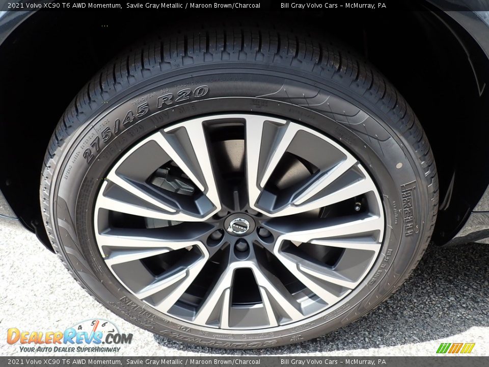 2021 Volvo XC90 T6 AWD Momentum Savile Gray Metallic / Maroon Brown/Charcoal Photo #6