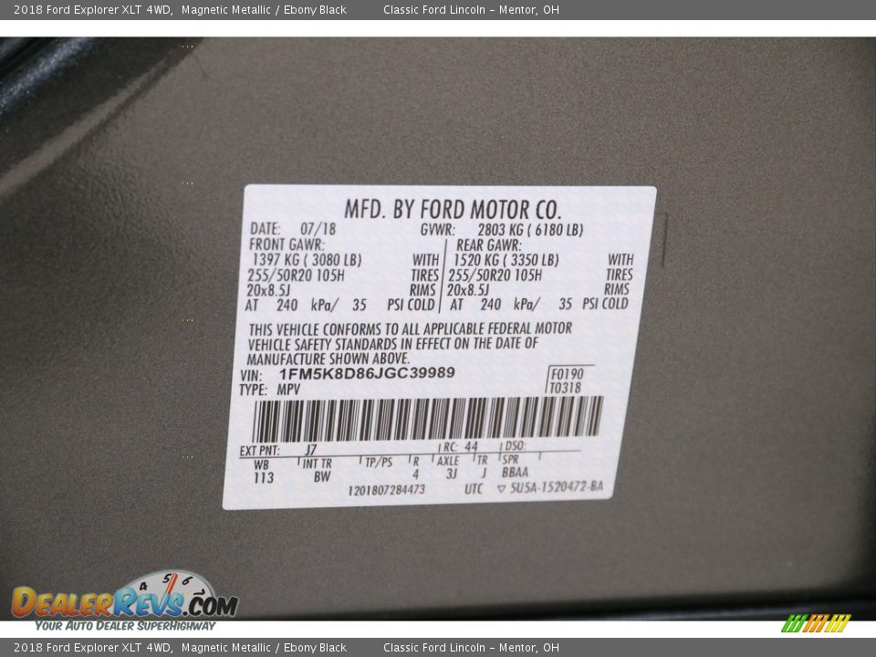 2018 Ford Explorer XLT 4WD Magnetic Metallic / Ebony Black Photo #25