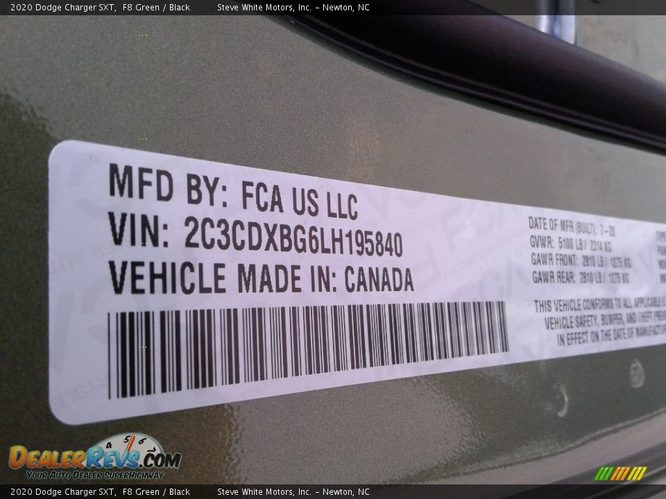 2020 Dodge Charger SXT F8 Green / Black Photo #29