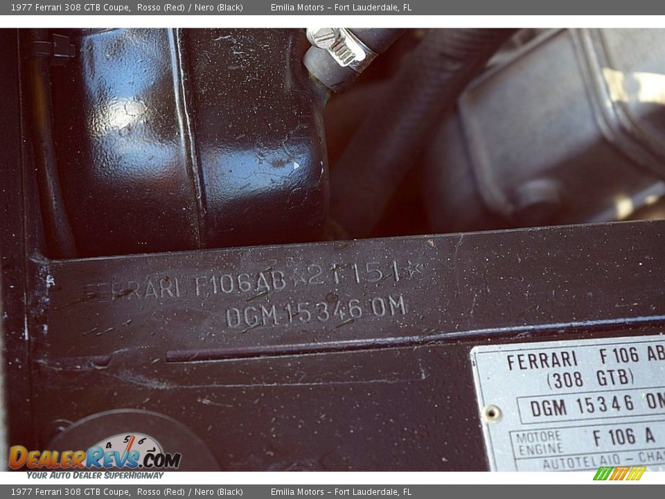 Info Tag of 1977 Ferrari 308 GTB Coupe Photo #71