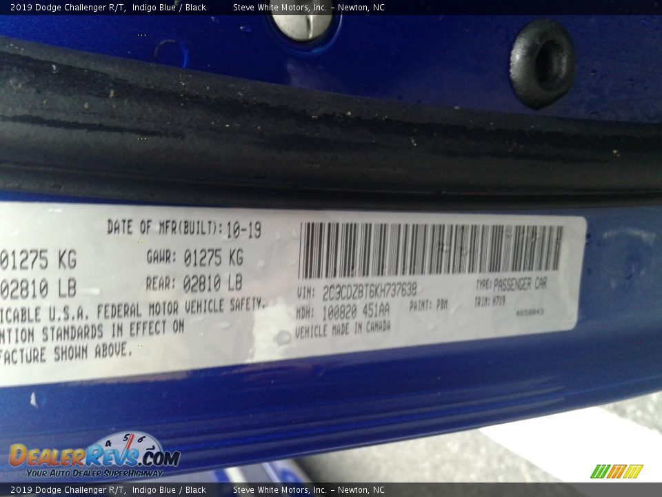 2019 Dodge Challenger R/T Indigo Blue / Black Photo #26