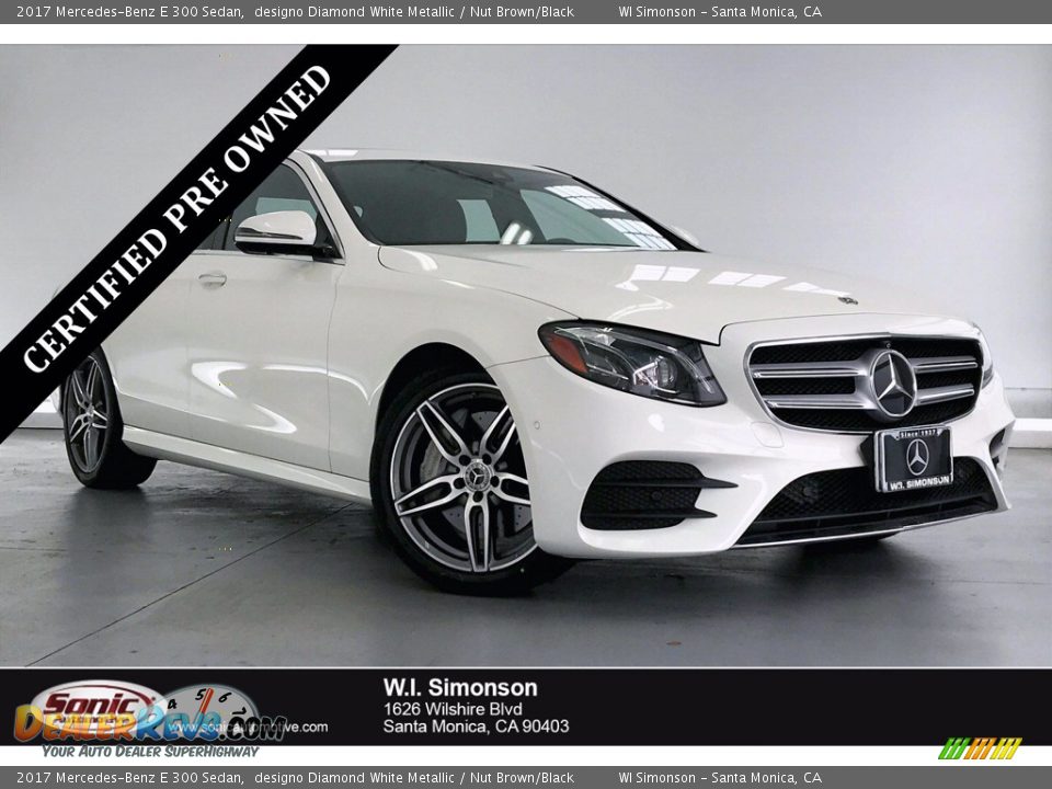 2017 Mercedes-Benz E 300 Sedan designo Diamond White Metallic / Nut Brown/Black Photo #1