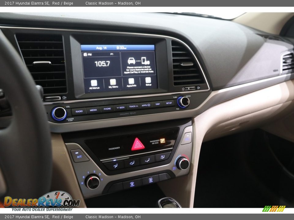 2017 Hyundai Elantra SE Red / Beige Photo #9