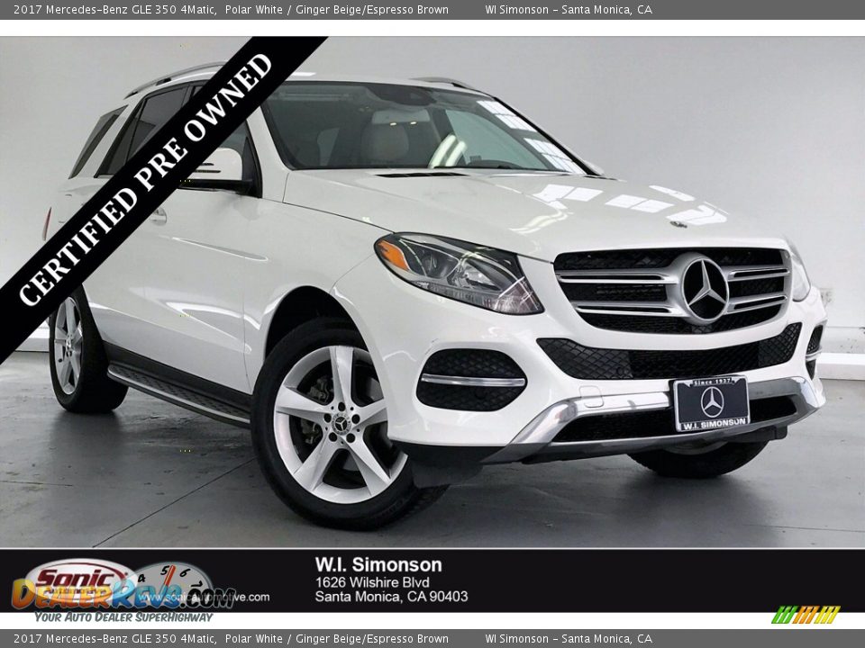 2017 Mercedes-Benz GLE 350 4Matic Polar White / Ginger Beige/Espresso Brown Photo #1