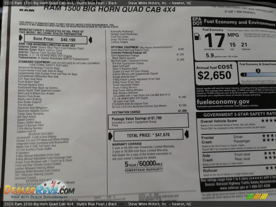 2020 Ram 1500 Big Horn Quad Cab 4x4 Hydro Blue Pearl / Black Photo #28