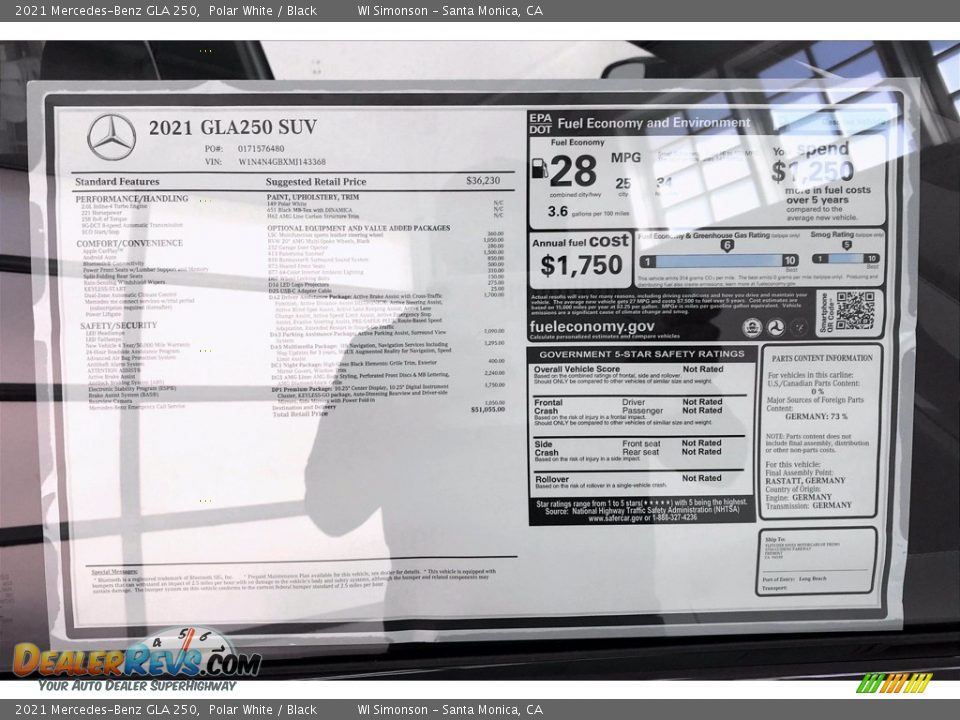 2021 Mercedes-Benz GLA 250 Polar White / Black Photo #10
