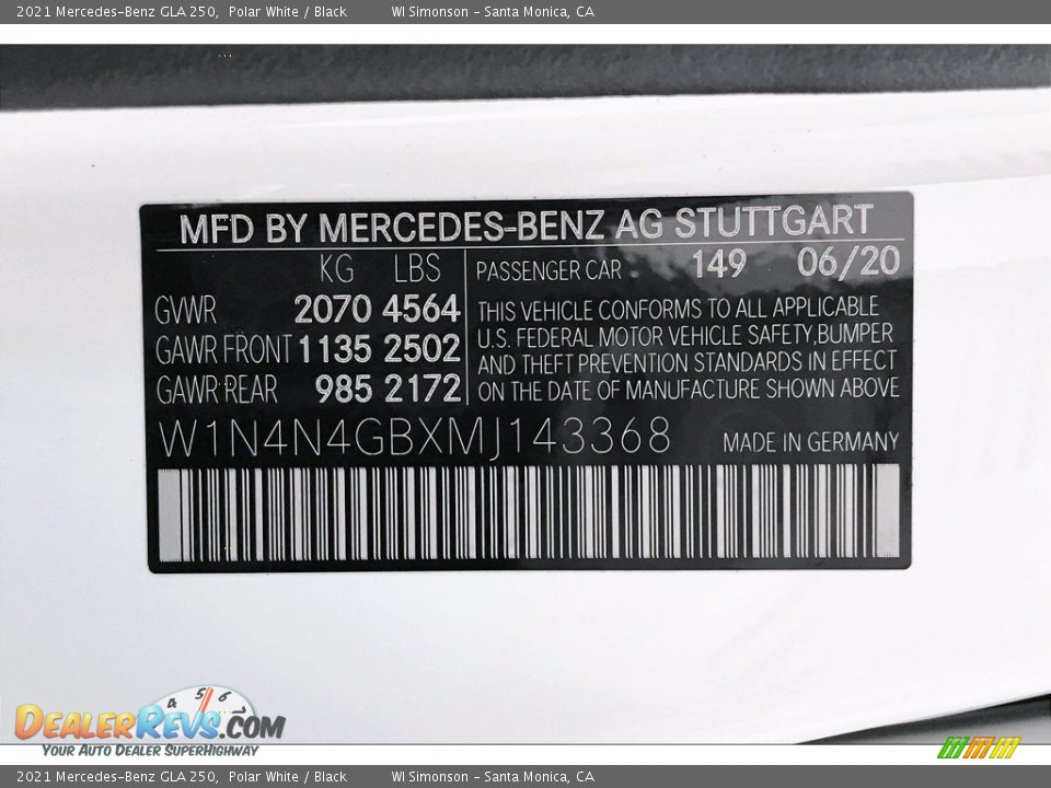 2021 Mercedes-Benz GLA 250 Polar White / Black Photo #11