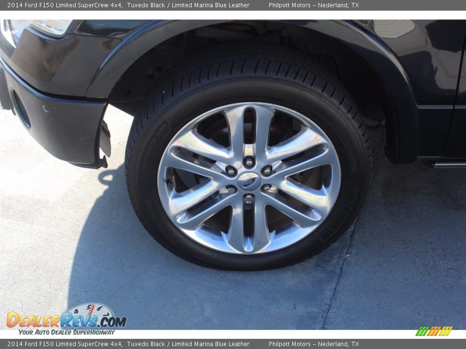 2014 Ford F150 Limited SuperCrew 4x4 Tuxedo Black / Limited Marina Blue Leather Photo #5