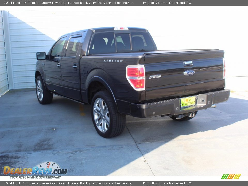 2014 Ford F150 Limited SuperCrew 4x4 Tuxedo Black / Limited Marina Blue Leather Photo #8