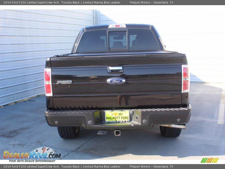 2014 Ford F150 Limited SuperCrew 4x4 Tuxedo Black / Limited Marina Blue Leather Photo #9