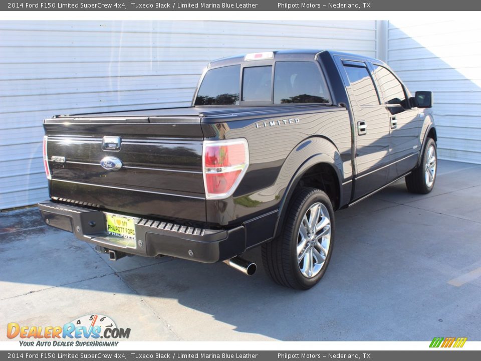 2014 Ford F150 Limited SuperCrew 4x4 Tuxedo Black / Limited Marina Blue Leather Photo #10