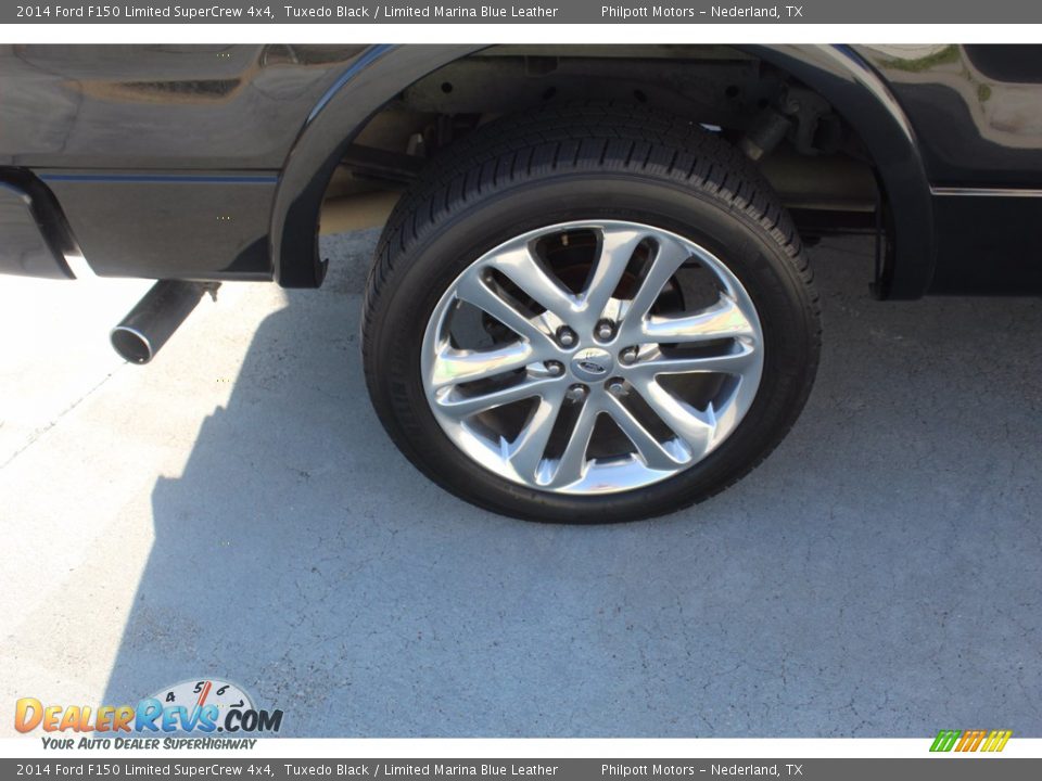 2014 Ford F150 Limited SuperCrew 4x4 Tuxedo Black / Limited Marina Blue Leather Photo #11