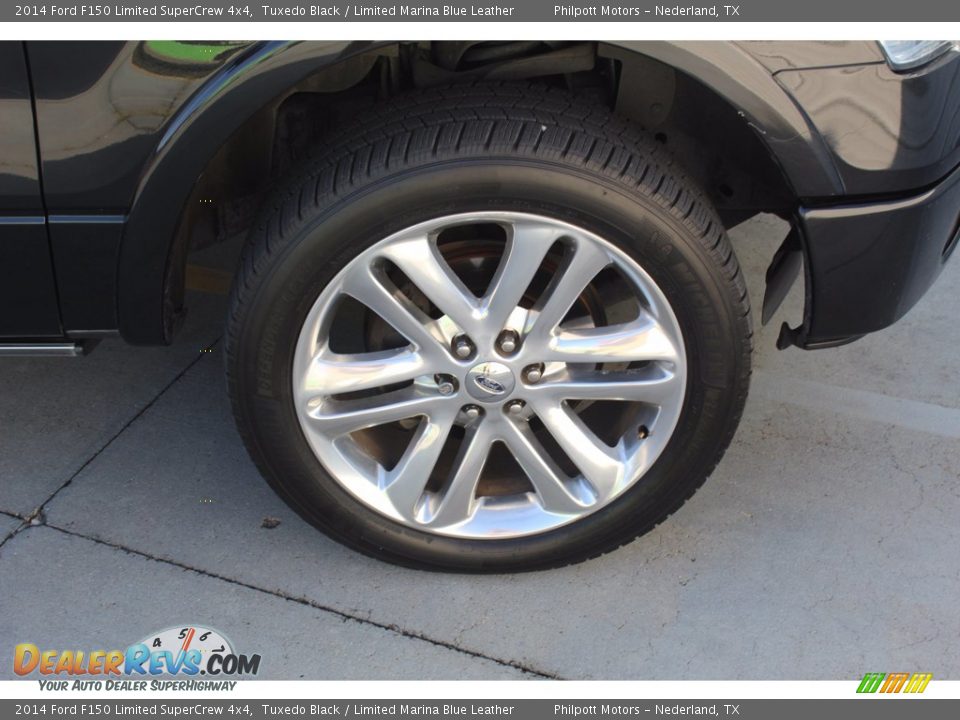 2014 Ford F150 Limited SuperCrew 4x4 Tuxedo Black / Limited Marina Blue Leather Photo #12