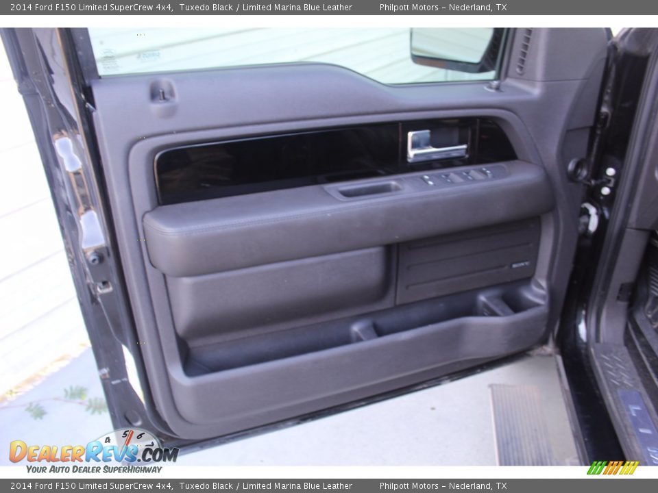 2014 Ford F150 Limited SuperCrew 4x4 Tuxedo Black / Limited Marina Blue Leather Photo #14