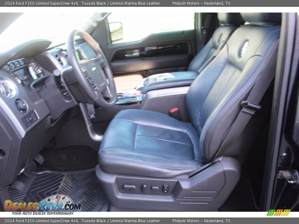 2014 Ford F150 Limited SuperCrew 4x4 Tuxedo Black / Limited Marina Blue Leather Photo #15