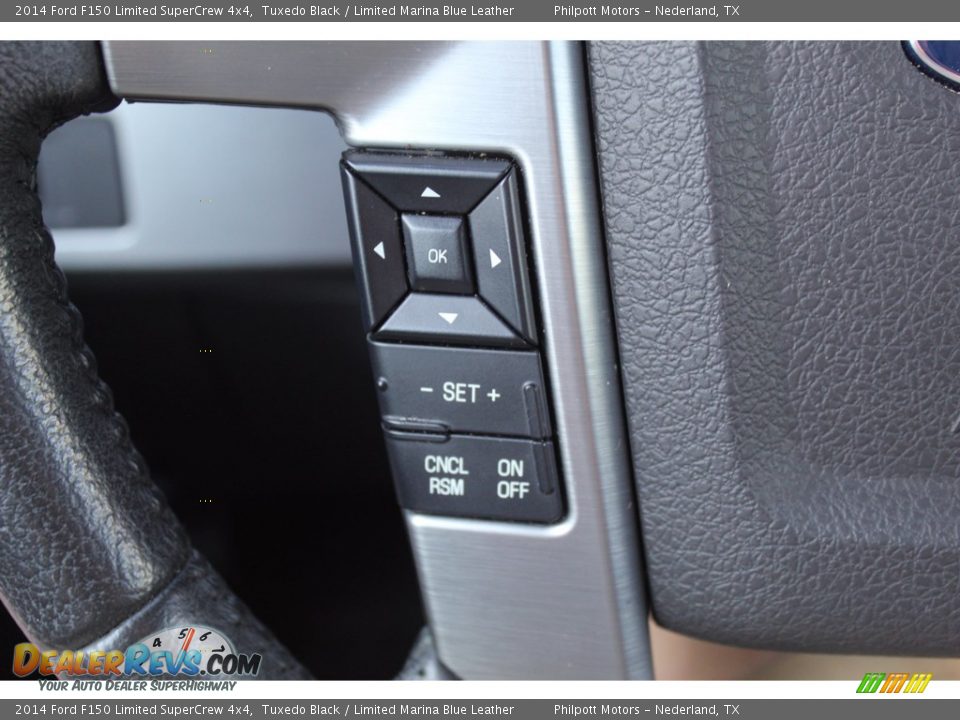 2014 Ford F150 Limited SuperCrew 4x4 Tuxedo Black / Limited Marina Blue Leather Photo #16