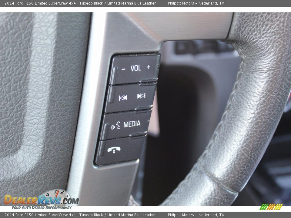 2014 Ford F150 Limited SuperCrew 4x4 Tuxedo Black / Limited Marina Blue Leather Photo #17