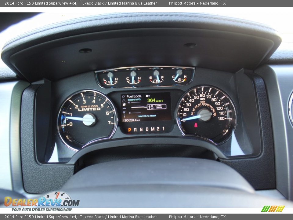 2014 Ford F150 Limited SuperCrew 4x4 Tuxedo Black / Limited Marina Blue Leather Photo #18