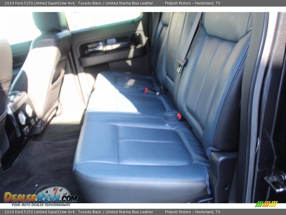 2014 Ford F150 Limited SuperCrew 4x4 Tuxedo Black / Limited Marina Blue Leather Photo #25