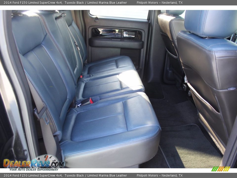 2014 Ford F150 Limited SuperCrew 4x4 Tuxedo Black / Limited Marina Blue Leather Photo #29