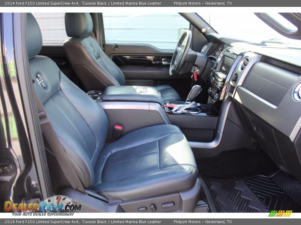 2014 Ford F150 Limited SuperCrew 4x4 Tuxedo Black / Limited Marina Blue Leather Photo #31