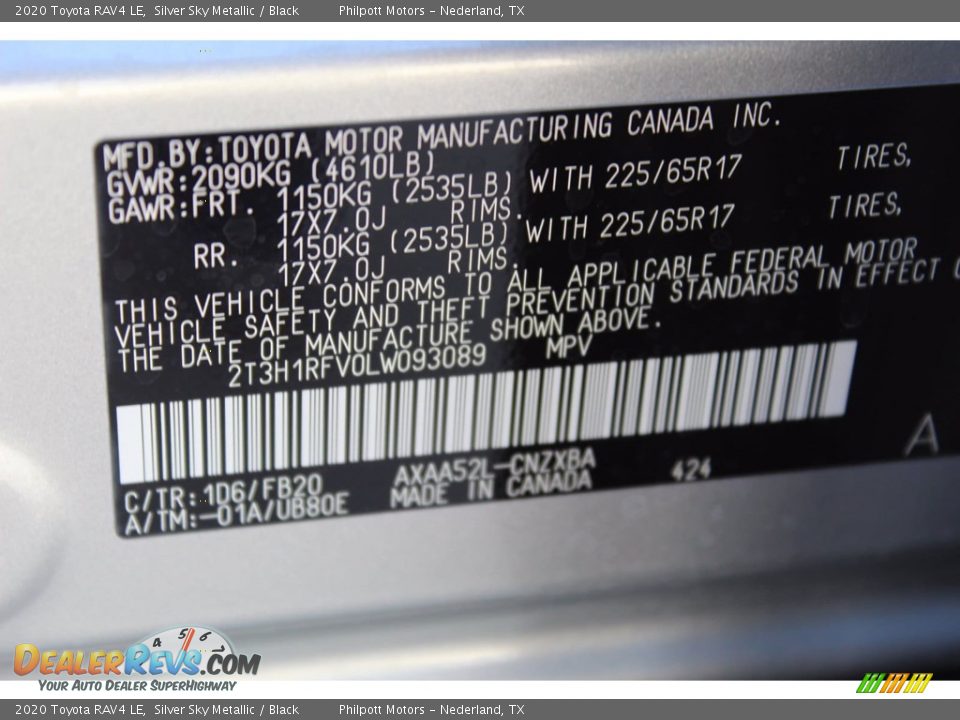 2020 Toyota RAV4 LE Silver Sky Metallic / Black Photo #23