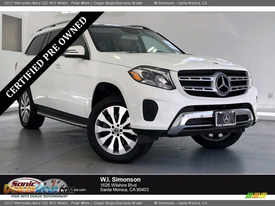 2017 Mercedes-Benz GLS 450 4Matic Polar White / Ginger Beige/Espresso Brown Photo #1