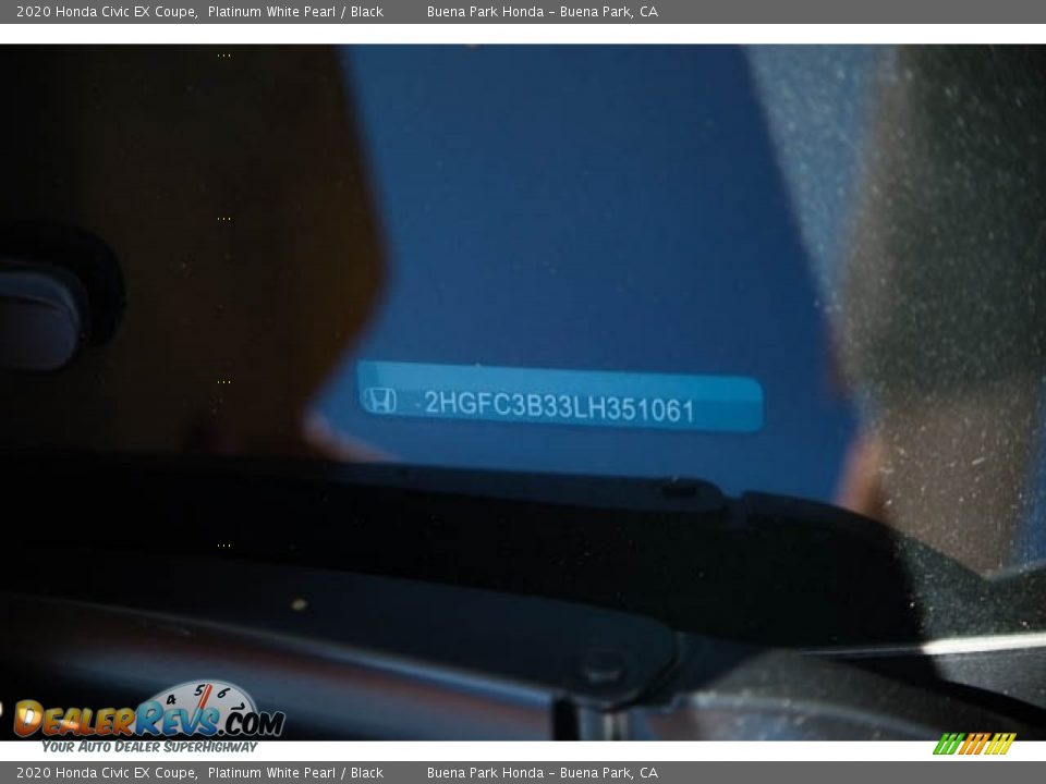 2020 Honda Civic EX Coupe Platinum White Pearl / Black Photo #36