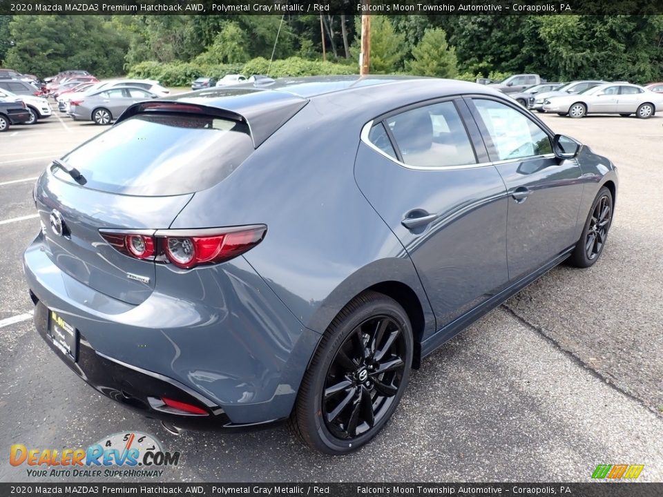 2020 Mazda MAZDA3 Premium Hatchback AWD Polymetal Gray Metallic / Red Photo #2