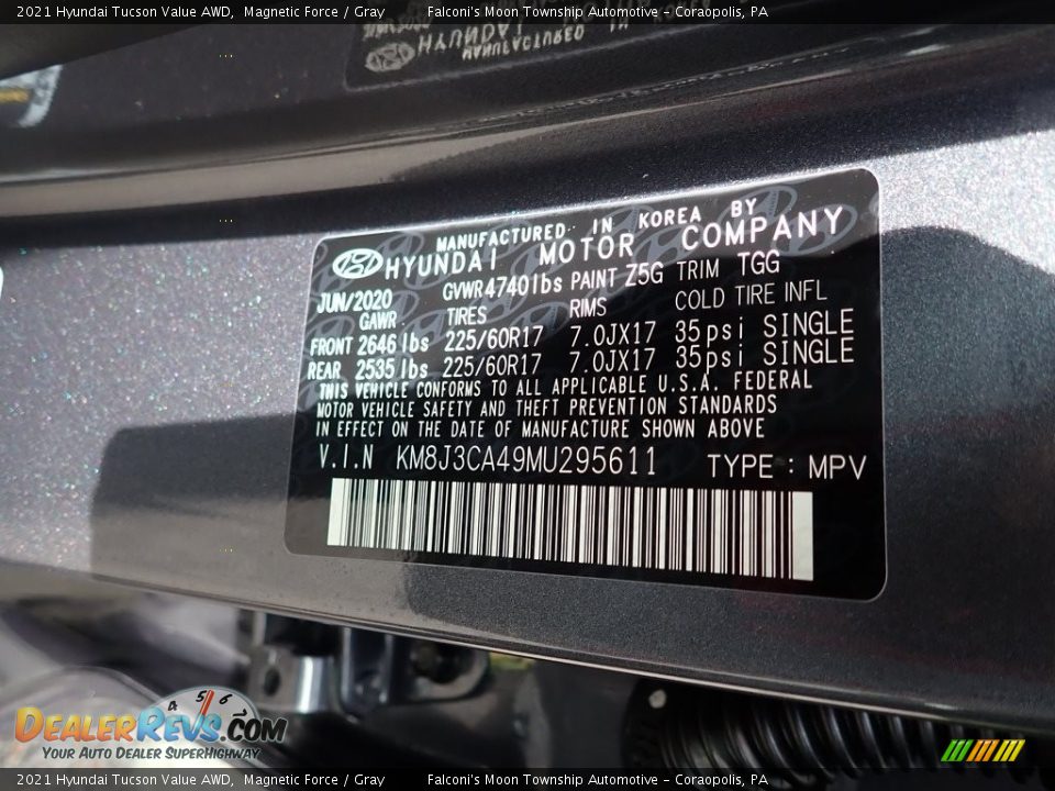 2021 Hyundai Tucson Value AWD Magnetic Force / Gray Photo #12