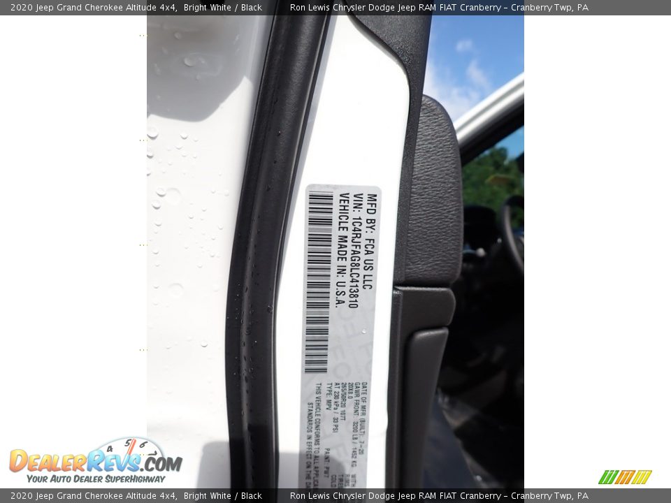 2020 Jeep Grand Cherokee Altitude 4x4 Bright White / Black Photo #11