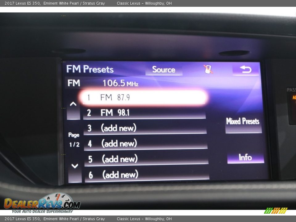 2017 Lexus ES 350 Eminent White Pearl / Stratus Gray Photo #14