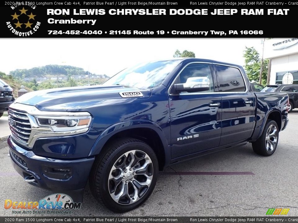 2020 Ram 1500 Longhorn Crew Cab 4x4 Patriot Blue Pearl / Light Frost Beige/Mountain Brown Photo #1