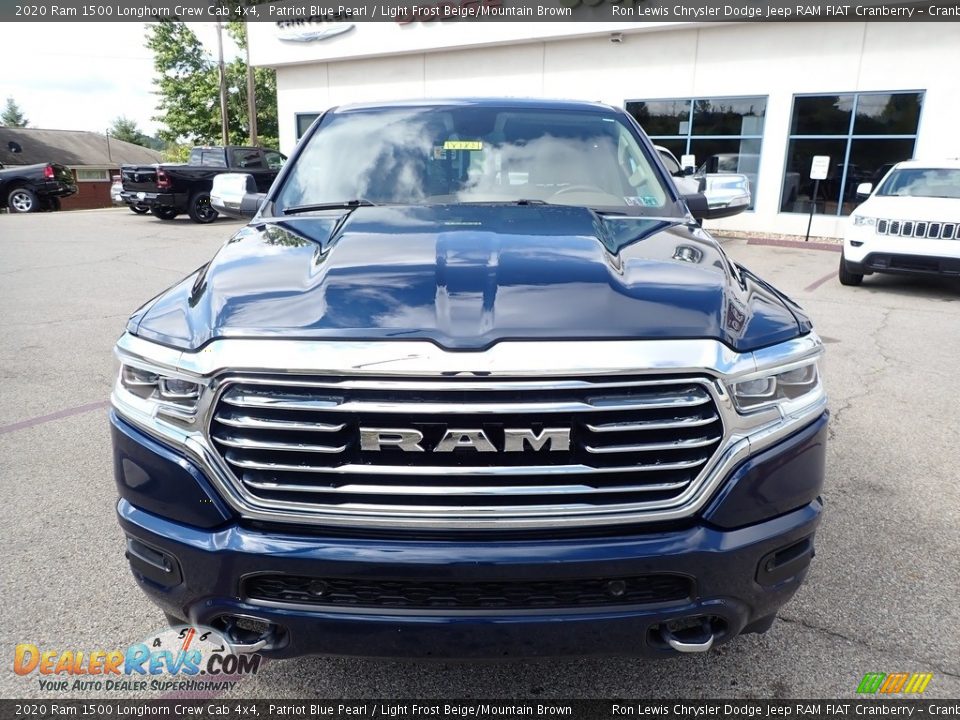 2020 Ram 1500 Longhorn Crew Cab 4x4 Patriot Blue Pearl / Light Frost Beige/Mountain Brown Photo #2