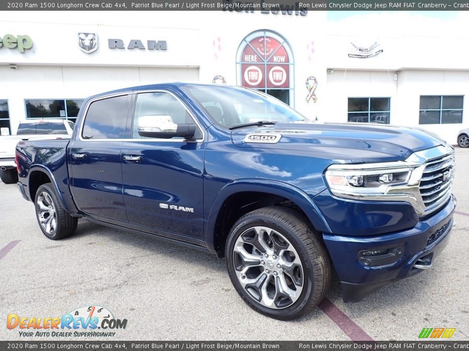 2020 Ram 1500 Longhorn Crew Cab 4x4 Patriot Blue Pearl / Light Frost Beige/Mountain Brown Photo #3