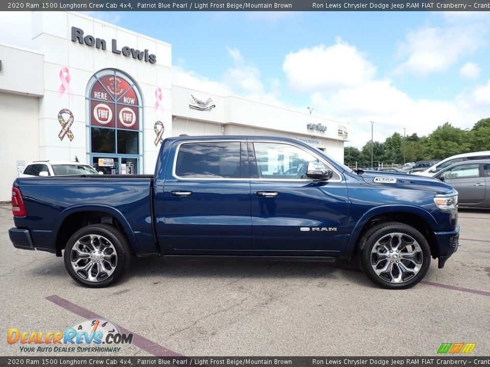 2020 Ram 1500 Longhorn Crew Cab 4x4 Patriot Blue Pearl / Light Frost Beige/Mountain Brown Photo #4