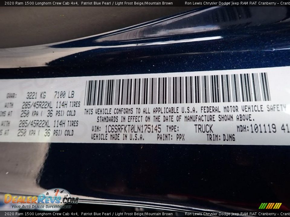 2020 Ram 1500 Longhorn Crew Cab 4x4 Patriot Blue Pearl / Light Frost Beige/Mountain Brown Photo #11
